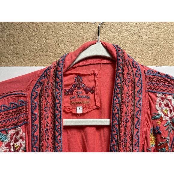 Johnny Was Sweater Women Small Coral Embroidered Jacket Open Cardigan Shrug Boho - Picture 3 of 14